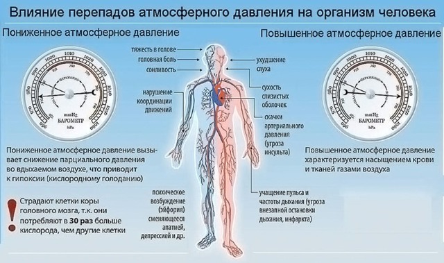 Как низкое атмосферное давление влияет на людей? Зависимость между атмосферным и артериальным давлением