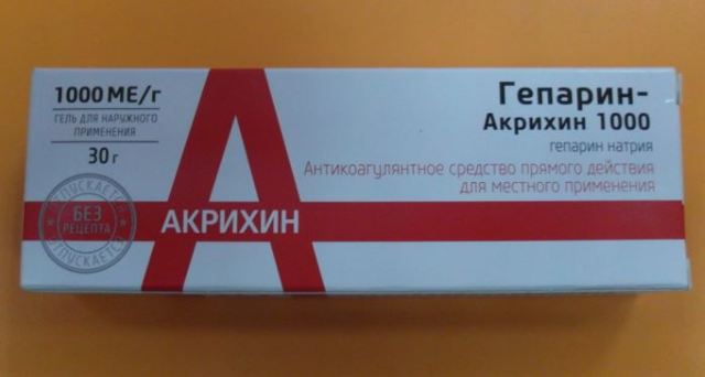Гель Гепарин — Акрихин 1000: инструкция по применению, цена, отзывы, аналоги