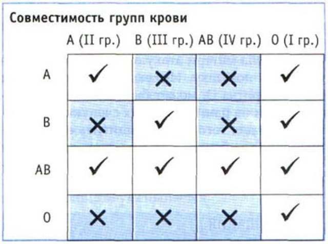 Совместимость групп крови при зачатии ребенка и при переливании